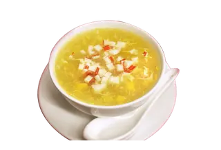 Sopa de maíz y cangrejo