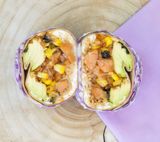 Salmon cream poke burrito