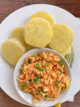Boiled Yam with Egg Sauce