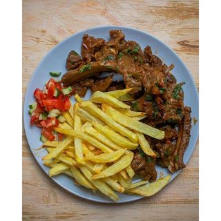 Chips + Goat meat