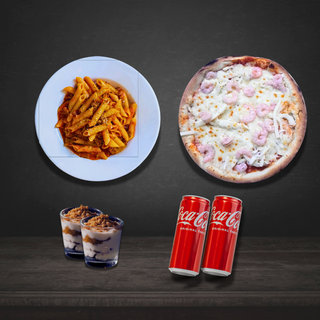 Italien : Pizza Pêcheur + Pâtes Bolognaise + Dessert + Soda