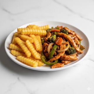 Salteado De Pollo, Salsa De Soja Y Verduras