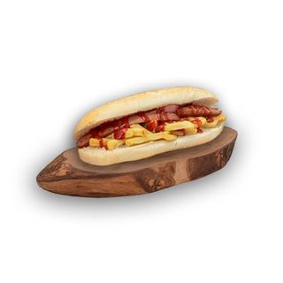 Wurstel, salsa baconnaise, cipolla croccante e patate fritte