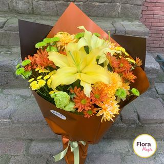 ლილია და ქრიზანთემის თაიგული