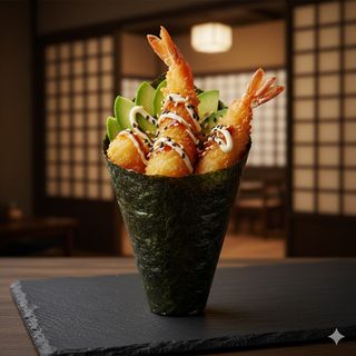 Ebi tempura temaki