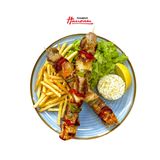 Шишчета с пилешко и свинско бон филе с гарнитура