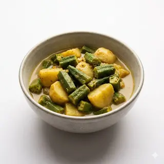 111. Bhindi Bhaji With Potato In Mild Sauce