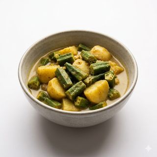 111. Bhindi Bhaji With Potato In Mild Sauce