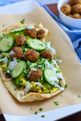 Menu Naan Roll with Falafel Vegetarian