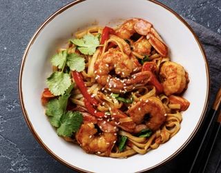 Удон с креветками