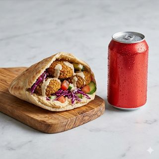 Menù falafel vegetariano e Coca-Cola Lattina 330 ml