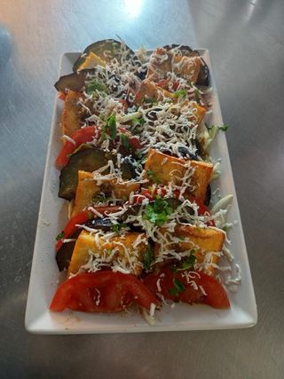 Brinjol and cheese salad