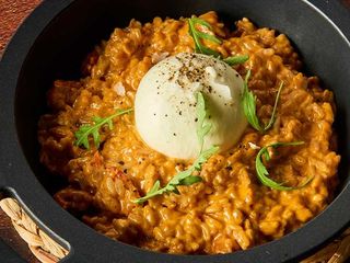 Risotto de nduja y burrata italiana