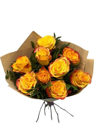 Buchet 9 trandafiri portocali