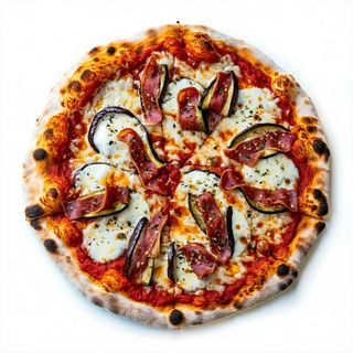 Pizza rossa melanzane e ventricina - al piatto