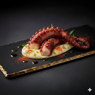 Polpo grigliato su crema di patate