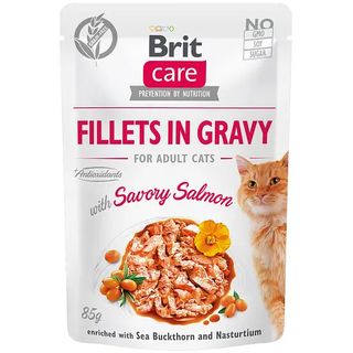 Brit Care вологий корм для котів, лосось в соусі 85г