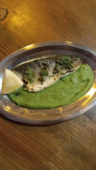 Seabass Loin with Pea Puree