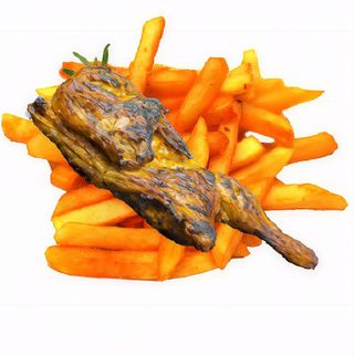 Meio frango com batatas