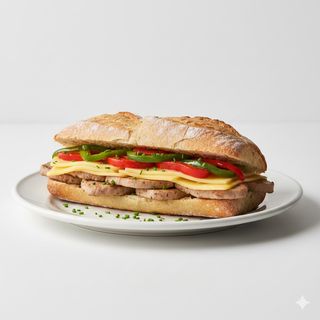 Bocadillo De Lomo Con Queso Y Pimientos