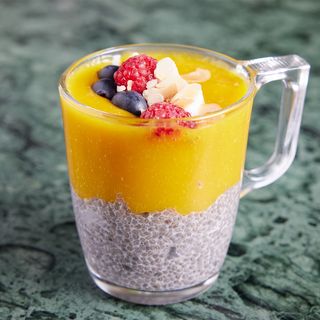 Vegan Chia Pudding with Coconut Yogurt and Maracuja
