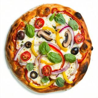 Pizza Margherita, rucola, pomodorini, crudo, grana e stracciatella