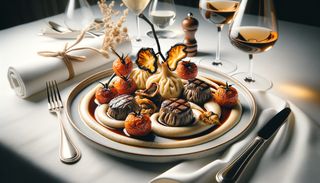 Colțunași de vită șezuți în piure de hribii și roșii coapte