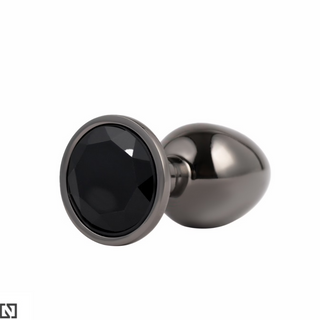 N69 korek analny aluminiowy S czarny kryształek 130472