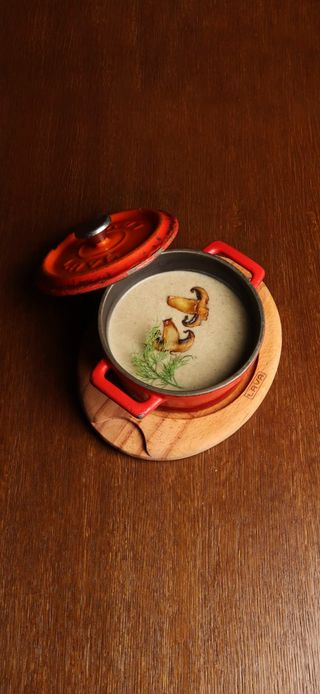 სოკოს კრემ-სუპი კრუტონებით/Cream of mushroom soup with croutons