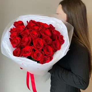 Букет 25 красных роз 50 см