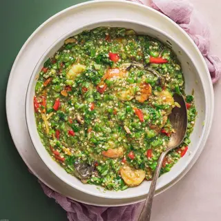 Okro Soup With 1 Swallow And 2 Meat