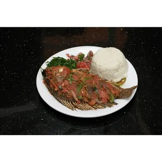Tilapia Boiled (whole) ugali & Greens