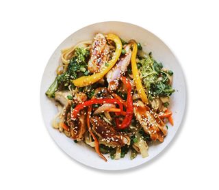 Локшина терріякі з куркою