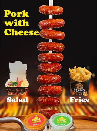 Pork & Cheese Sausages  with Fries & Salad