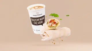 Wrap z panierowanym kurczakiem + kawa