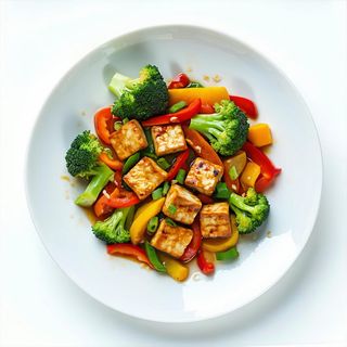 Toufu saltati con misti verdure