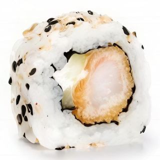 Uramaki de langostino, pepino, jalapeño y sésamo (4 uds.)