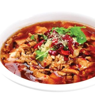 水煮牛肉 红薯粉丝Sopa de fideos de boniato con ternera picante y verdura china 