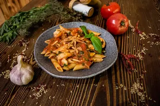 Penne with seafood