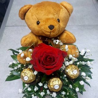 Gift box - Teddy bear & rose
