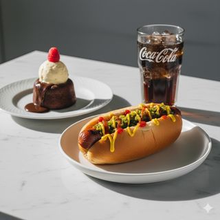 Menu hot dog USA con bevanda e dolce