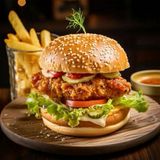 chicken Burger and Chips