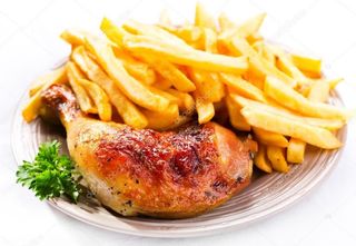 1/2 poulet rôti et frites