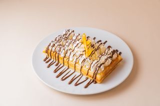 Вафли с ванильным кремом и шоколадом 