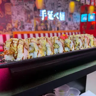 Sushi Sake Flambat Ton si Creveti Tempura