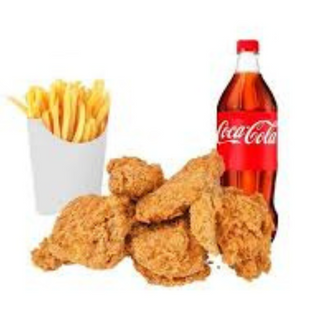 1 Patatas + Coca-Cola (1.25 lt.) + pollo frito (10 uds.)