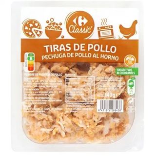 Pechuga de Pollo al Horno Tiras Carrefour sin Gluten 140 Gr.