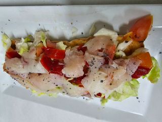 103.- Tostada De Carpaccio De Bacalao Ahumado