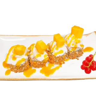 169.Tempura samon,queso con mango