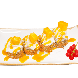 169.Tempura samon,queso con mango